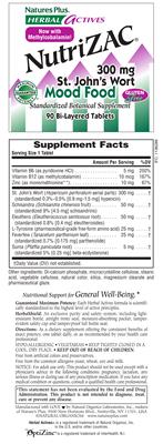 Photo of the Natures Plus Herbal Actives NutriZAC label