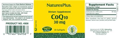 Photo of the Natures Plus CoQ10 30 mg label