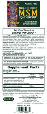 Photo of the Natures Plus Advanced Therapeutics MSM Rx-Wellness label