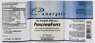 Photo of the Energetix PancreaForce label