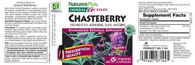 Photo of the Natures Plus Herbal Actives Chasteberry 150 mg label