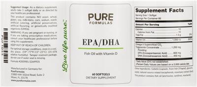 Photo of the PureFormulas EPA/DHA label