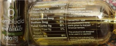 Photo of the Hemplucid MCT Oil 1500 mg CBD label