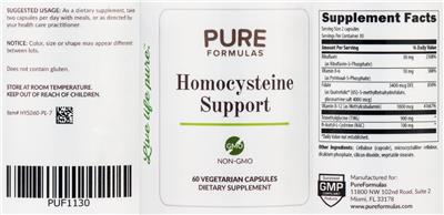 Photo of the PureFormulas Homocysteine Support label