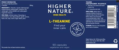 Photo of the Higher Nature L-Theanine label