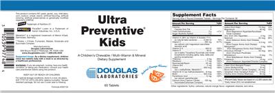 Photo of the Douglas Laboratories Ultra Preventive Kids Natural Orange Flavor! label