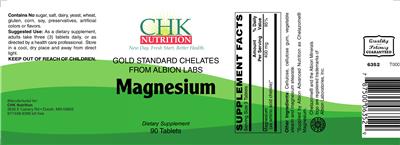 Photo of the CHK Nutrition Magnesium label