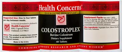 Photo of the Health Concerns Colostroplex label