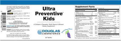 Photo of the Douglas Laboratories Ultra Preventive Kids Natural Grape Flavor! label