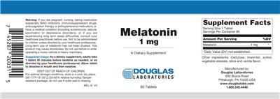 Photo of the Douglas Laboratories Melatonin 1 mg label
