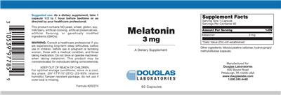 Photo of the Douglas Laboratories Melatonin 3 mg label