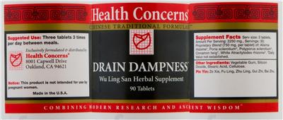Photo of the Health Concerns Drain Dampness label