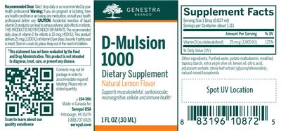 Photo of the Genestra Brands D-Mulsion 1000 Natural Lemon Flavor label