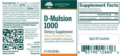Photo of the Genestra Brands D-Mulsion 1000 Natural Spearmint Flavor label