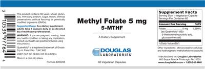 Photo of the Douglas Laboratories Methyl Folate L-5-MTHF label