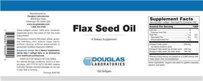 Photo of the Douglas Laboratories Flax Seed Oil label