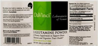 Photo of the DaVinci Laboratories Of Vermont L-Glutamine Powder label