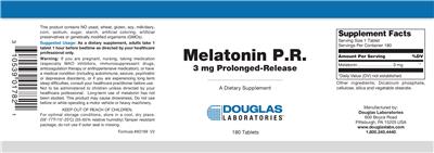 Photo of the Douglas Laboratories Melatonin P.R. 3 mg Prolonged-Release label
