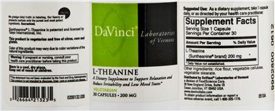 Photo of the DaVinci Laboratories Of Vermont L-Theanine label