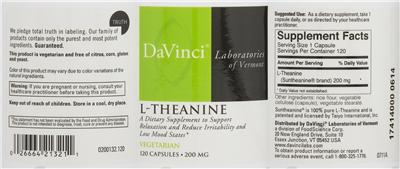Photo of the DaVinci Laboratories Of Vermont L-Theanine label