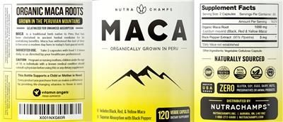 Photo of the NutraChamps Maca label