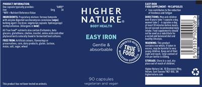 Photo of the Higher Nature Easy Iron label