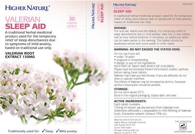 Photo of the Higher Nature Valerian label
