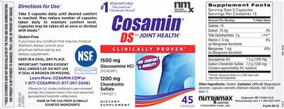 Photo of the NMx Wellness Innovations Cosamin DS label