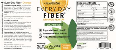 Photo of the Health Plus Every Day Fiber Orange Flavor label