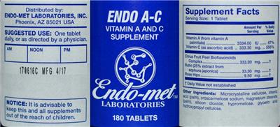Photo of the Endo-met Laboratories Endo A-C label