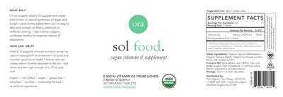 Photo of the Ora Sol Food. label