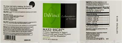 Photo of the DaVinci Laboratories Of Vermont Maxi-HGH label