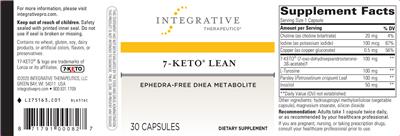 Photo of the Integrative Therapeutics 7-KETO Lean label