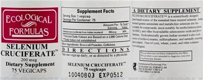 Photo of the Ecological Formulas Selenium Cruciferate 200 mcg label