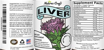 Photo of the Natures Craft Liver Support with Milk Thistle label
