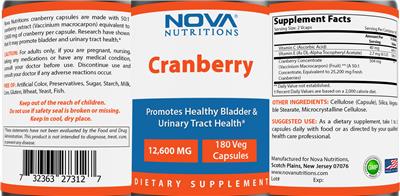 Photo of the Nova Nutritions Cranberry label