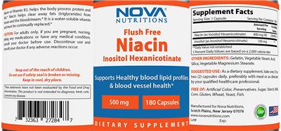 Photo of the Nova Nutritions Flush Free Niacin label