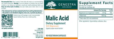 Photo of the Genestra Brands Malic Acid label