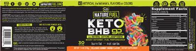Photo of the Healthy Delights Nature Fuel Keto BHB Delicious Gummy Worm Flavor label