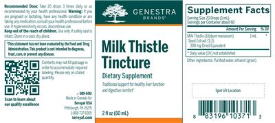 Photo of the Genestra Brands Milk Thistle Tincture label