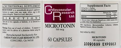 Photo of the Cardiovascular Research Microtonin 500 mcg label