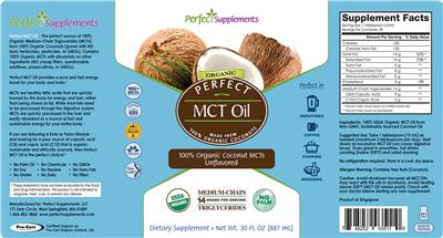 Photo of the Perfect Supplements Perfect MCT Oil Unflavored label