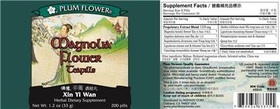 Photo of the Plum Flower Magnolia Flower Teapills label