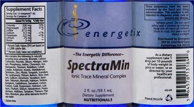 Photo of the Energetix SpectraMin label