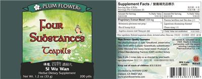 Photo of the Plum Flower Four Substances Teapills label