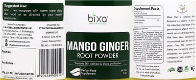 Photo of the Bixa Botanical Mango Ginger Root Powder label
