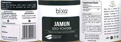 Photo of the Bixa Botanical Jamun Seed Powder label
