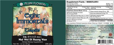 Photo of the Plum Flower Eight Immortals Teapills label