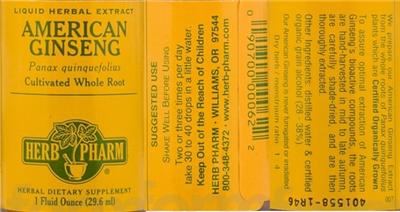Photo of the Herb Pharm American Ginseng label