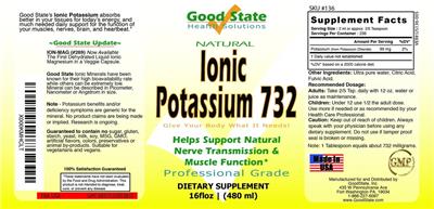 Photo of the Good State Ionic Potassium 732 label